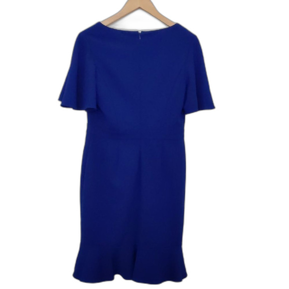 Women's Quarter Sleeve Crew Neck Dress, Royal Blue Size S - Picture 4 of 8